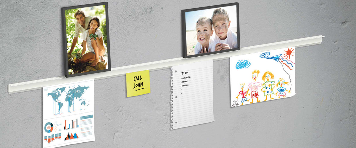 PACK OF 5 Combi Paper & Poster Display Rail & Shelf Kit: 200cm, White