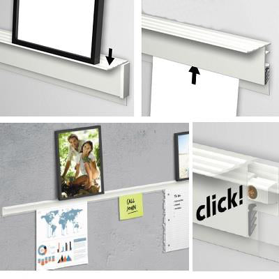 PACK OF 5 Combi Paper & Poster Display Rail & Shelf Kit: 200cm, White