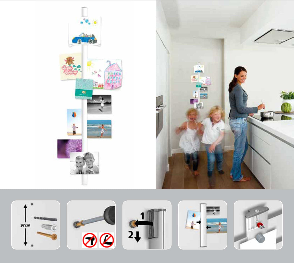 PACK OF 5 Vertical Magnetic Paper & Poster Rail Kit (100cm)