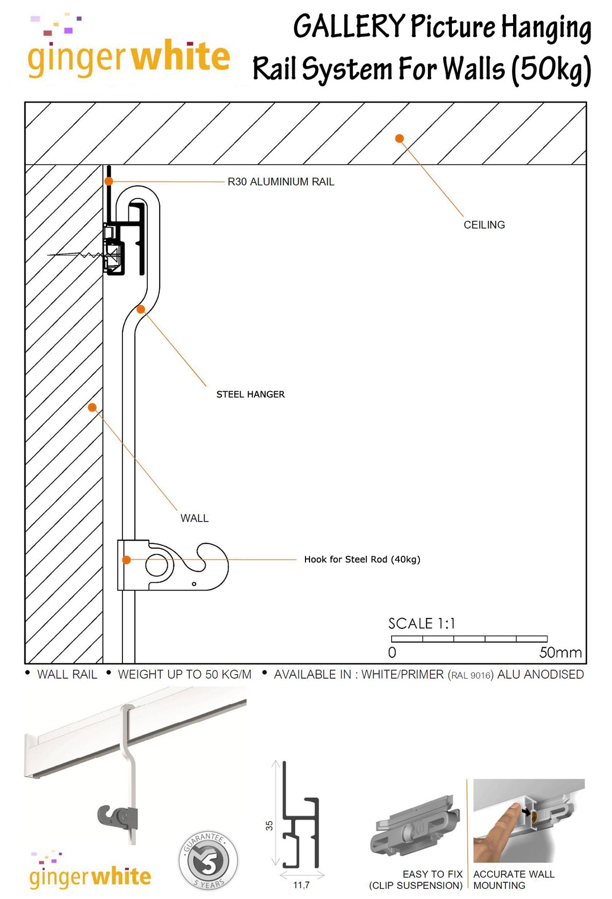 GALLERY Steel Vertical Rod (200cm)