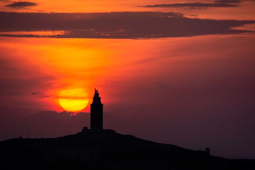 Lighthouses of the World - Sunset at the Tower of Hercules (#AA_LHW_13)