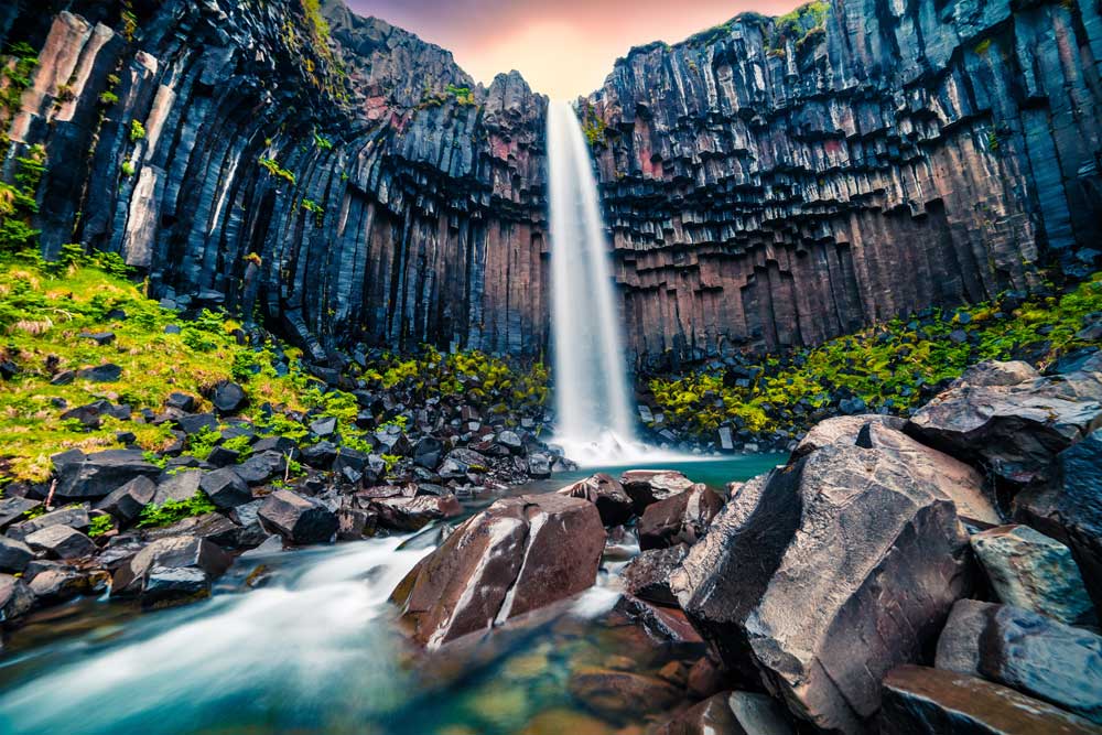 Waterfalls of the World - Svartifoss (Black Fall) Waterfall, Iceland, (#AA_WFALL_02)
