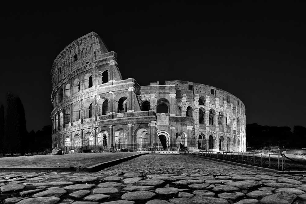 World Heritage (Black and White) - Roman Colosseum at night , Rome, Italy (#AA_WHBW_09)