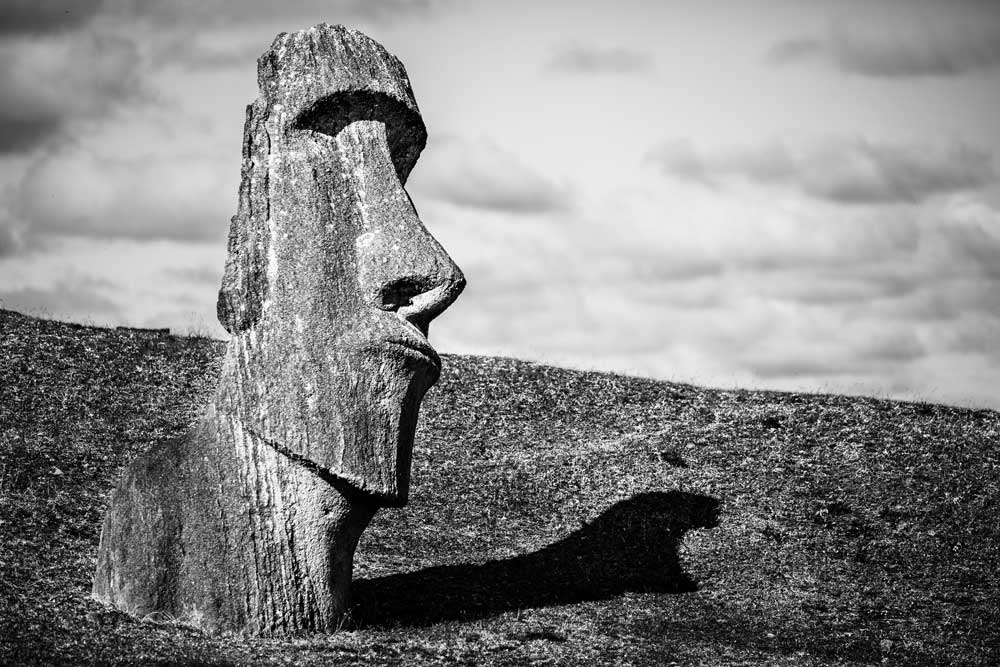 World Heritage (Black and White) - Easter Island, Rapa Nui National Park, Chile (#AA_WHBW_12)